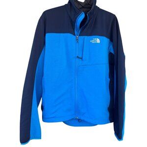 The North Face Mens Size Medium Blue Color Block Zip Up Sweater Jacket